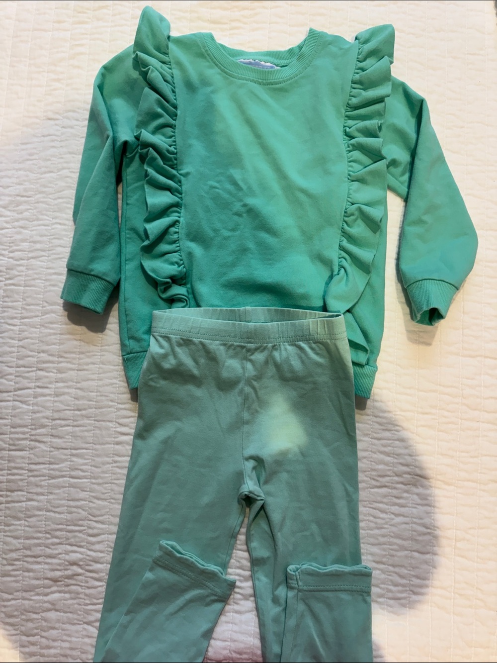 Trotter Street 5T Mint Green Ruffle Sweatshirt & Legging Set